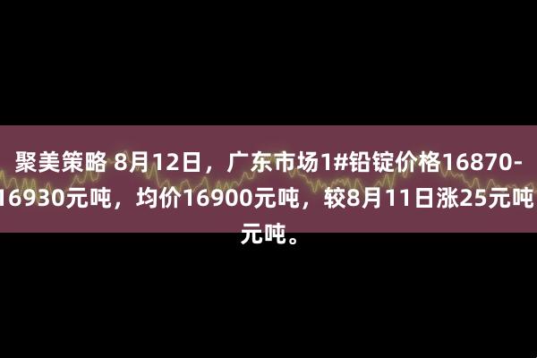 聚美策略 8月12日，广东市场1#铅锭价格16870-16930元吨，均价16900元吨，较8月11日涨25元吨。